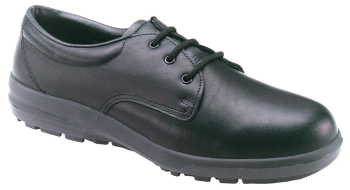 Ladies Black Smooth Water Resistant Leather Tie Shoe Steel Cap