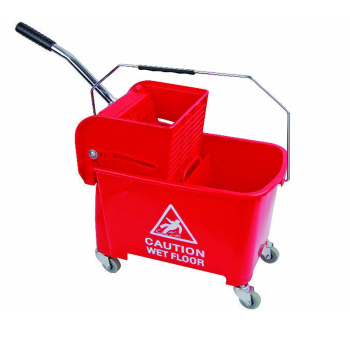 King Speedy Flat Mop Bucket Wringer System - Red