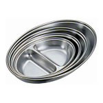 Stainless Steel 2-Division Oval Vegetable Dish 10"