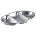Stainless Steel 3-Division Oval Vegetable Dish 14"
