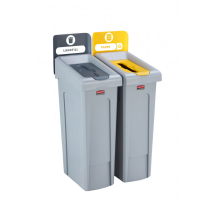 Slim Jim Recycling Station 2 Stream - Grey/Yellow Slim Jim Recycling Station 2 Stream - Grey/Yellow
