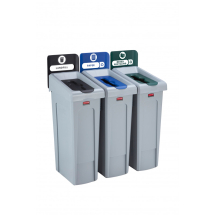 Slim Jim Recycling Station 3 Stream - Black/Blue/Green Slim Jim Recycling Station 3 Stream - Black/Blue/Green