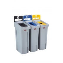 Slim Jim Recycling Station 3 Stream - Black/Blue/Yellow Slim Jim Recycling Station 3 Stream - Black/Blue/Yellow