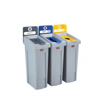 Slim Jim Recycling Station 3 Stream - Grey/Blue/Yellow Slim Jim Recycling Station 3 Stream - Grey/Blue/Yellow
