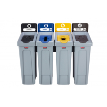 Slim Jim Recycling Station 4 Stream Black/Blue/Yellow/Brown Slim Jim Recycling Station 4 Stream Black/Blue/Yellow/Brown