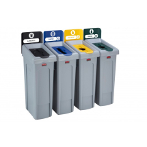 Slim Jim Recycling Station 4 Stream Black/Blue/Yellow/Green Slim Jim Recycling Station 4 Stream Black/Blue/Yellow/Green