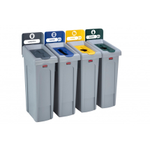 Slim Jim Recycling Station 4 Stream Grey/Blue/Yellow/Green Slim Jim Recycling Station 4 Stream Grey/Blue/Yellow/Green