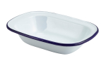 Enamel Rectangular Pie Dish White & Blue 18cm Enamel Rectangular Pie Dish White & Blue 18cm