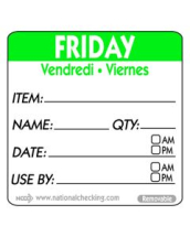 Item Date use Label - Friday 500 Per Roll 50x50mm Item Date use Label - Friday 500 Per Roll 50x50mm