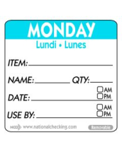 Item Date use Label - Monday 500 Per Roll 50x50mm Item Date use Label - Monday 500 Per Roll 50x50mm