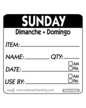 Item Date use Label - Sunday 500 Per Roll 50x50mm Item Date use Label - Sunday 500 Per Roll 50x50mm