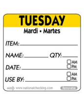 Item Date use Label - Tuesday 500 Per Roll 50x50mm Item Date use Label - Tuesday 500 Per Roll 50x50mm