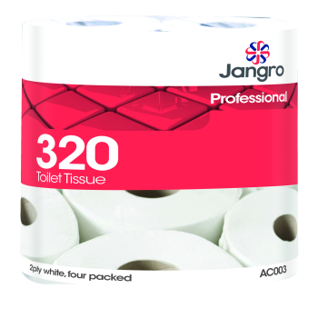 Jangro 320 sheet Twin Wrapped Toilet Roll