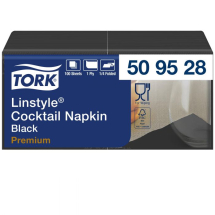 Tork Linstyle Cocktail Napkins 24x24cm Black 1ply CTNx1200