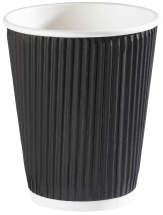 Black Ripple Wall Hot Drink Cup 12oz 36cl