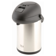 Inscribed Stainless Steel Pump Pot - Tea