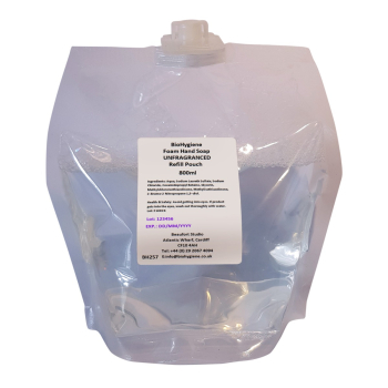 BioHygiene Foam Soap Pouch Unfragranced 5x800ml