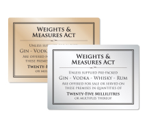 Brushed Silver Weights and Measures Sign 25ml