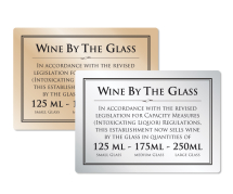 Wine by the Glass sign 125ml, 175ml, 250ml
