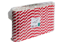 Red & White Paper Smoothie Straw 9inch 8mm Bore Packx250