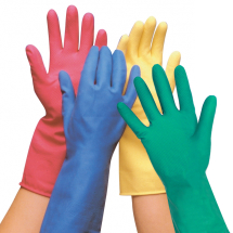 Household Rubber Gloves - Blue Large 12 Pairs