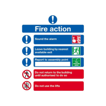 Fire Action Symbolised Sign 210x148mm S/A