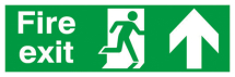 Fire Exit Sign Running man & arrow up 150x450 Rigid