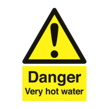 Danger - Very Hot Water Sign 70 x 50mm Rigid