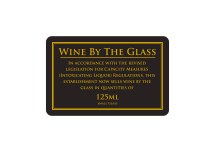 Wine by the Glass sign 125ml, 175ml, 250ml Gold on Black