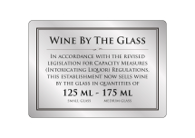 Wine by the Glass sign 125ml, 175ml Silver/Black