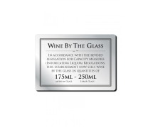 Wine by the Glass sign 175ml, 250ml Silver/black
