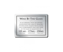 Wine by the Glass sign 125ml, 175ml, 250ml Silver/black