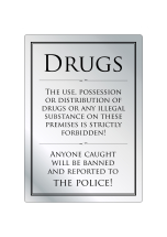 Drugs Policy Rigid Sign Silver/Black