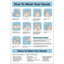 How to wash hands Sign 200 x 300mm -Self Adhesive