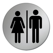 Ladies/Gents Toilet Symbol - 75mm - Silver