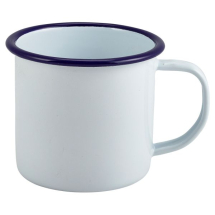 Enamel Mug White With Blue Rim 12.5oz