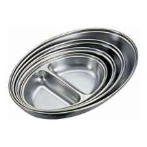 Stainless Steel 2-Division Oval Vegetable Dish 10inch