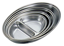 Stainless Steel 2-Division Oval Vegetable Dish 8inch