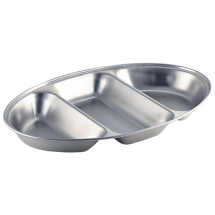 Stainless Steel 3-Division Oval Vegetable Dish 14inch